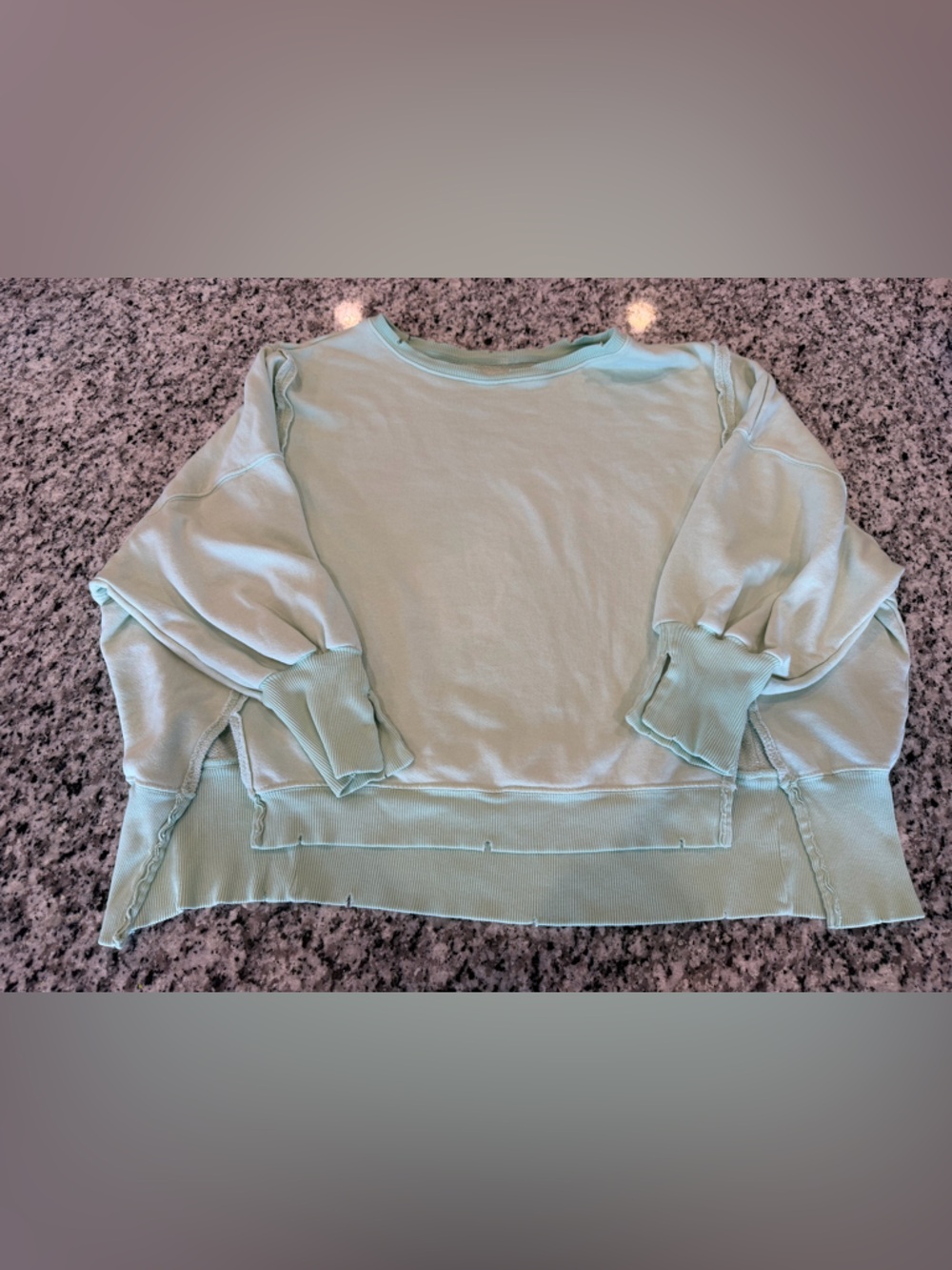 Free People Mint Green Relaxed Pullover Sweatshirt